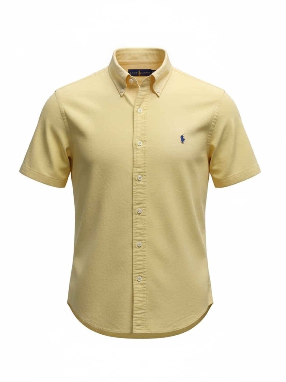 Ralph Lauren Pale Yellow Short-Sleeve Button-Down Shirt with Navy Pony